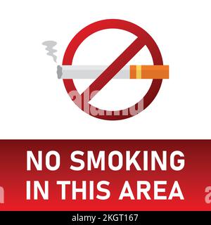 No smoking vector template design with white text effect and cigarette on a white background. no smoking area pictogram sign vector illustration. Stock Vector