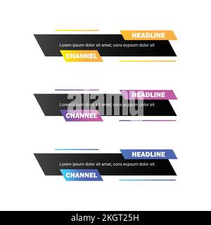 TV Channel live news headline with metallic colorful shade, Live news headline with font design on colorful metallic shade, Lower third TV news headli Stock Vector