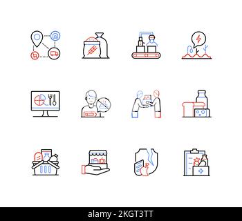 Food, nutrition and hunger - modern colorful line design style icons Stock Vector