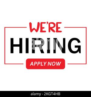 We are Hiring design with red and black text effect on white background, Business recruiting concept with red and black color, join us vector illustra Stock Vector