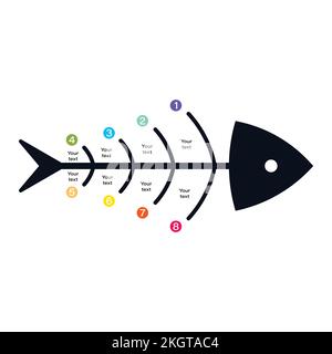 Stylish Fishbone infographic design with colorful text slot. Fishbone infographic design on white background, Stylish Infographic elements for busines Stock Vector