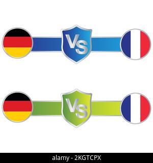 France VS Germany scoreboard Broadcast with blue and green color lower thirds template for sports like soccer and football. Vector illustration scoreb Stock Vector