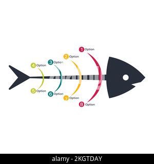 Fish infographic design with colorful option slot. Multicolor Fish infographic slot design on white background, Infographic elements for business conc Stock Vector