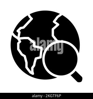 Global search black glyph icon Stock Vector