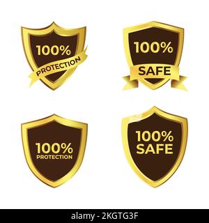 Collection of elegant black and golden design elements badges, and ornaments. Golden sale frame badge and label vector collection. Stock Vector