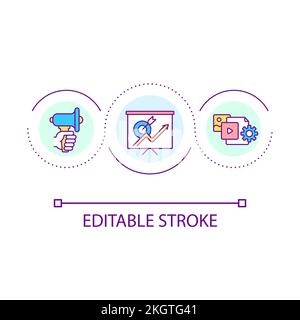 Target advertising optimization loop concept icon Stock Vector