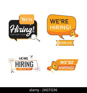 Job vacancy concept with we are hiring text design. Orange and black color job vacancy social media post design. We are hiring a banner design with an Stock Vector