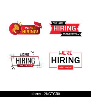 Job vacancy concept with we are hiring text design. Red and white color job vacancy social media post design. We are hiring a banner design with a red Stock Vector
