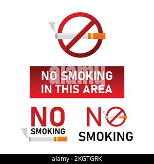 No smoking retro design for nonsmoking sights. No smoking sign design. Red color no-smoke zone retro design for nonsmoking places. Stock Vector