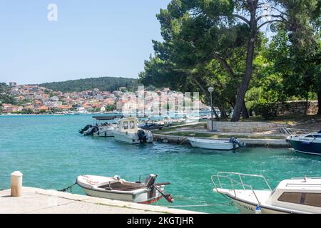 Boat harbour, Old Town, Trogir, Split-Dalmatia County, Croatia Stock Photo