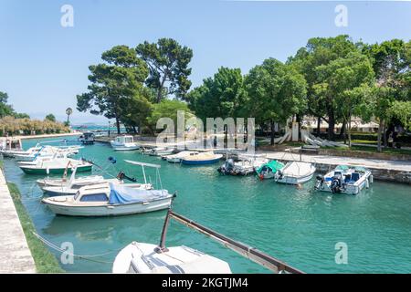 Boat harbour, Old Town, Trogir, Split-Dalmatia County, Croatia Stock Photo