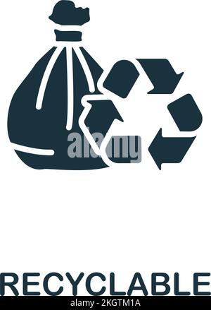 Recyclable icon. Monochrome simple Sustainability icon for templates ...