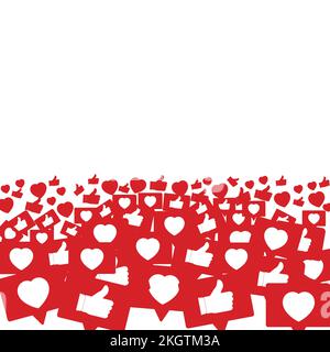 Social media beautiful frame design with metallic red love shape. Social media metallic red frame element. Frame design with cute love shapes for soci Stock Vector