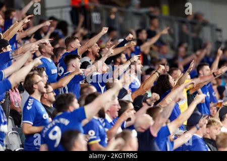 Sydney, Australia. 23rd Nov, 2022. SYDNEY, AUSTRALIA - NOVEMBER 23: Everton FC fans supporting their team during the match between Everton and Wanderers at CommBank Stadium on November 23, 2022 in Sydney, Australia Credit: IOIO IMAGES/Alamy Live News Stock Photo