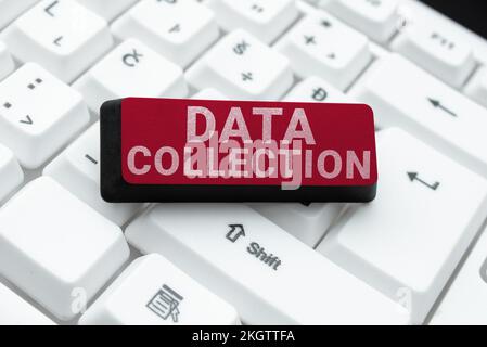 Handwriting text Data Collection. Conceptual photo gathering and measuring information on targeted variables Stock Photo