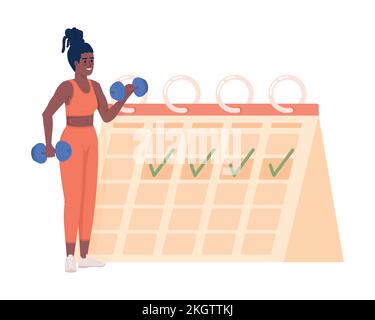 Schedule gym visiting semi flat color vector character Stock Vector