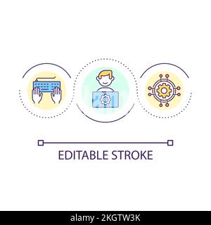 Computer worker loop concept icon Stock Vector