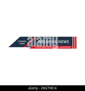 News lower third stylish design for television channels. The rectangular and round shape news channel vector design. The metallic color black and Red Stock Vector