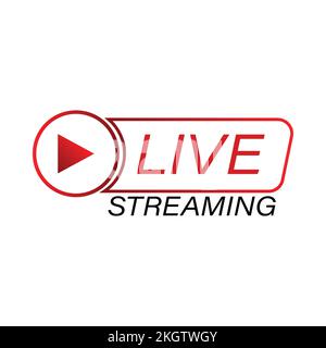 Live streaming icon vector design for the broadcast system. Live streaming icon with red and white color shade. Live streaming vector design with font Stock Vector