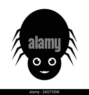 Halloween black spider vector with a scary face. Halloween illustration design with the black spider vector. Scary spider design with a cute face. Stock Vector