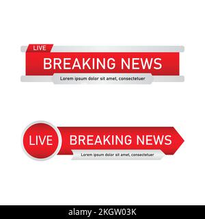 News lower third luxurious design for television channels. The rectangular and round shape news channel vector design. The metallic color white and Re Stock Vector
