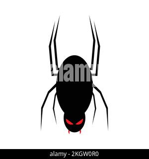 Halloween scary black spider vector with a scary face. Halloween illustration design with the black spider vector. Old scary spider design with a scar Stock Vector