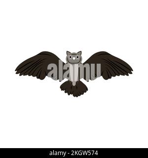 Halloween spooky flying owl with dark black and yellow color shade. Scary design for Halloween event vector illustration. Halloween scary owl with spr Stock Vector