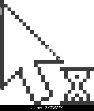 Arrow with hourglass cursor. Waiting mouse pointer in pixel art style Stock Vector