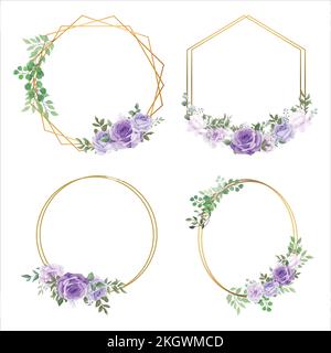 Wedding frame design with floral art and leaves. Happy wedding photo frame design with flowers and party elements. Collection of marriage photo frames Stock Vector