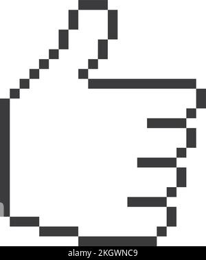 Thumbs up icon. Hand gesture in pixel style Stock Vector