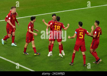 Marco Asensio of Spain celebrates goal with team mates Dani Ceballos of ...