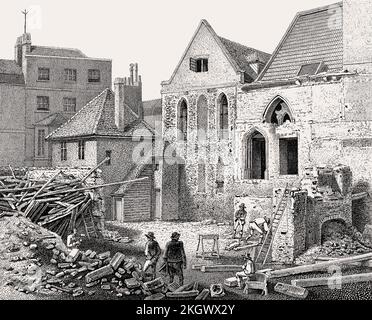 View from the ruins of Mr Blackerby's house looking towards the old House of Lords, 1807 Stock Photo