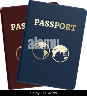 Passports icon. Realistic international identity document cover Stock Vector