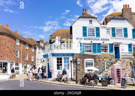 Rye East Sussex Rye the Old Borough Arms Inn and hotel and the Mermaid street cafe on the Strand Rye Sussex England UK GB Europe Stock Photo