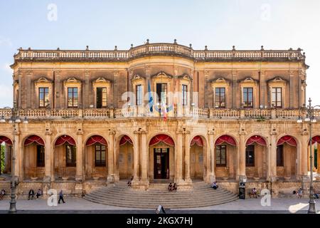 Palazzo Ducezio (Town Hall) Noto, Sicily, Italy. Stock Photo