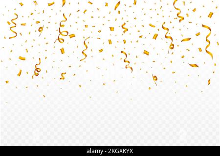 Confetti vector for the festival background. Golden party element ribbon and confetti falling. multicolor confetti isolated on transparent background. Stock Vector