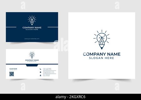Designers logo idea. Creative idea logo icon. Creator logo template. Pen tool and light bulb logo. Creative designer logo with bright light, pencil. P Stock Vector