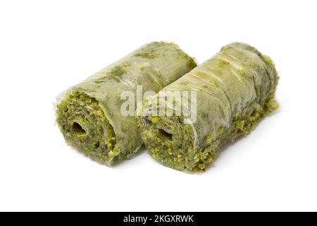 Traditional Syrian cookies stuffed with pistachio nuts isolated on white background Stock Photo