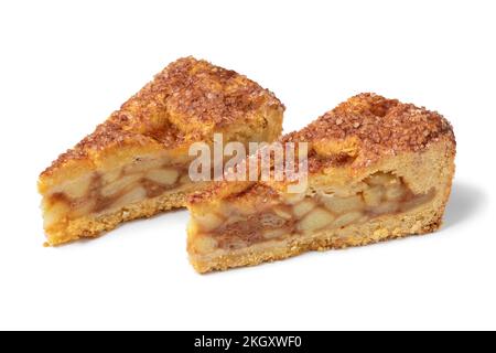Pair of traditional fresh Dutch apple pie isolated on white background Stock Photo