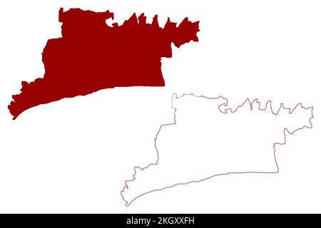 Arun Non-metropolitan district (United Kingdom of Great Britain and Northern Ireland, ceremonial county West Sussex, England) map vector illustration, Stock Vector