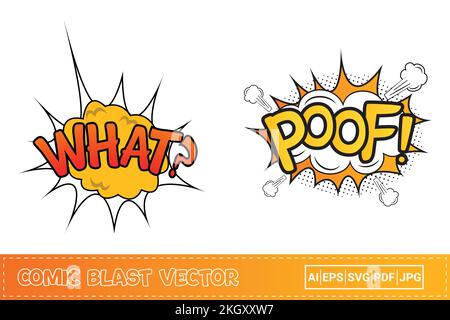 What comic burst with red and yellow colors. Poof comic explosion with yellow, white, and orange color. Comic burst explosion. Poof, blast with cloud Stock Vector