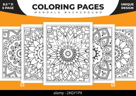 Mandala KDP coloring page design. Flower line art illustration. Mandala KDP coloring pages. Simple coloring page mandala background. Mandala pattern v Stock Vector