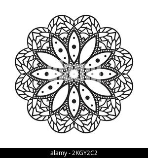 Mandala background with black and white pattern. Decoration Arab-style mandala pattern on white background. Decoration mandala ornament for coloring b Stock Vector