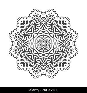 Decoration Arab-style mandala pattern on white background. Simple black and white mandala vector. Mandala ornament background with black and white pat Stock Vector