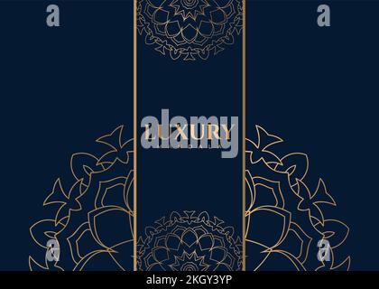 Golden mandala background. Luxurious golden mandala gift card vector. Luxurious decoration. Mandala pattern with shiny gold color. Mandala ornament on Stock Vector