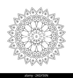 Flower pattern. Mandala pattern vector. Simple mandala line art illustration. Indian decoration mandala vector. Black and white coloring book Arabic p Stock Vector