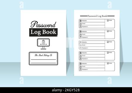 KDP interior password tracker notebook. Website information and password tracker log book. Password notebook template KDP interior. KDP interior logbo Stock Vector