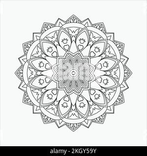 Mandala pattern for coloring pages. Flower mandala line art. Decorative frame ornament. Circular mandala pattern vector. Vintage Indian decoration ele Stock Vector