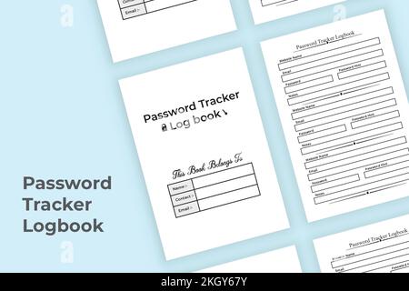 Password tracker notebook KDP interior. Website journal interior. Password journal template KDP interior. Website information and password tracker log Stock Vector