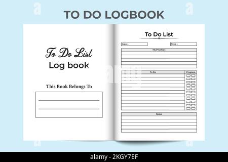 To-do list KDP interior. Time management journal. KDP interior work list planner. To-do list logbook and Task tracker. Daily work planner. To do task Stock Vector